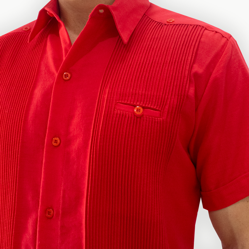 Guayabera rouge à manches courtes