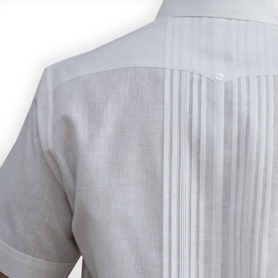 Chemise guayabera blanche homme sans poches – élégance tropicale