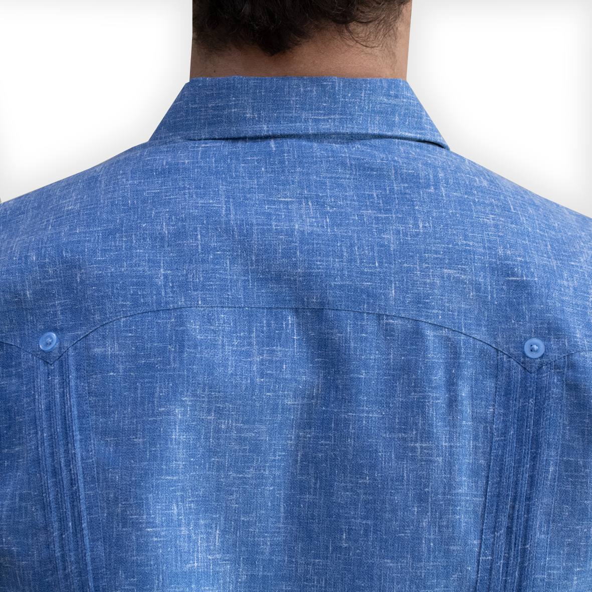 Chemise guayabera bleue à manches courtes – style caribéen chic pour homme