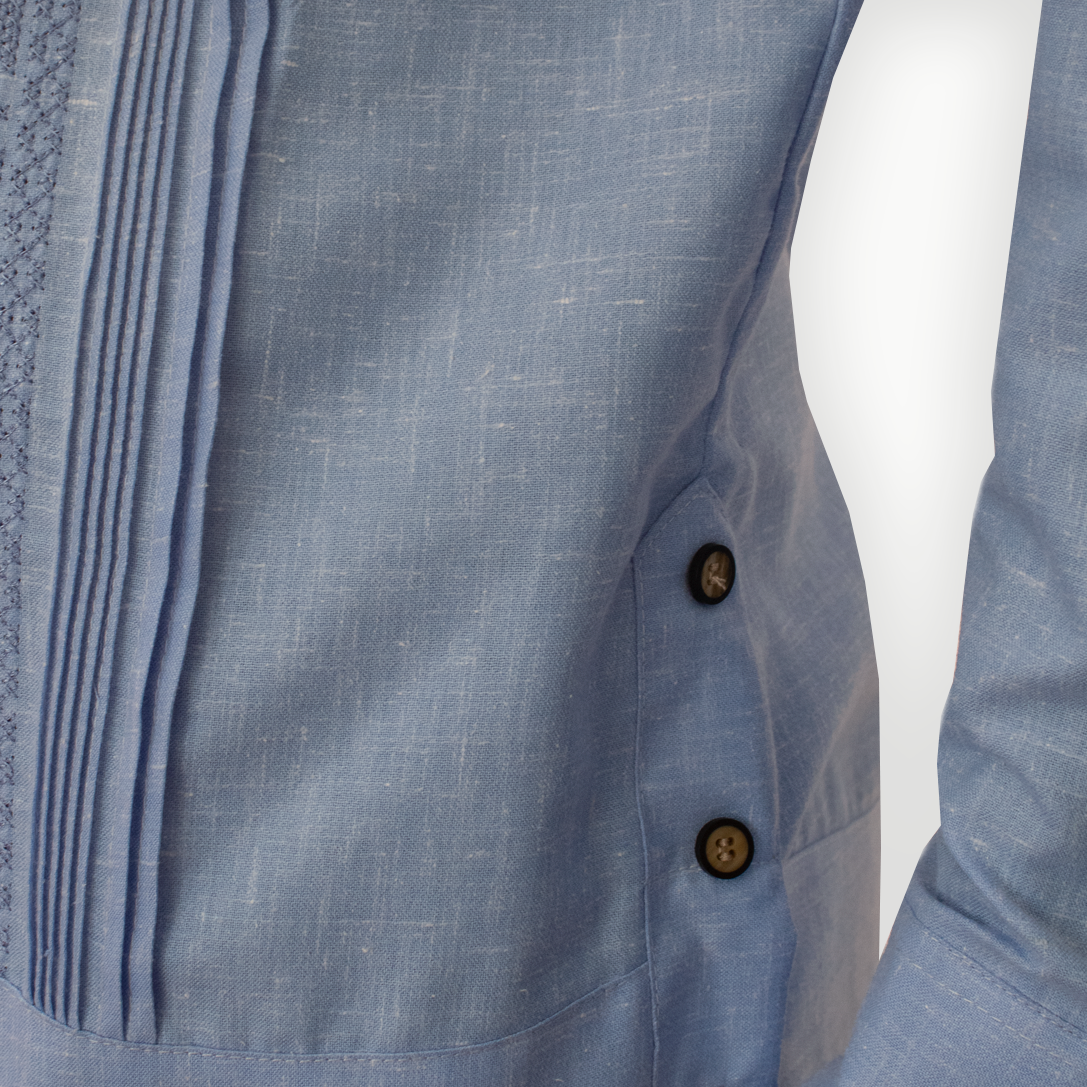 Chemise guayabera bleue raffinée pour occasions formelles