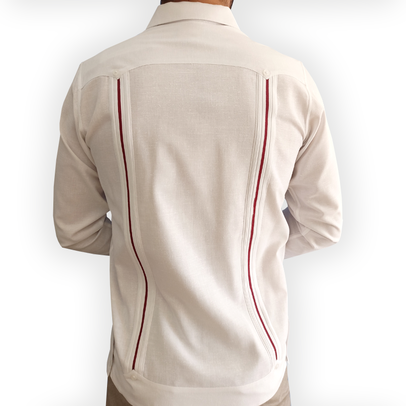 Chemise guayabera homme élégante avec manches longues et finitions artisanales