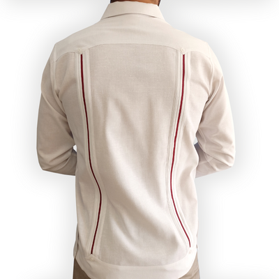 Chemise guayabera homme élégante avec manches longues et finitions artisanales