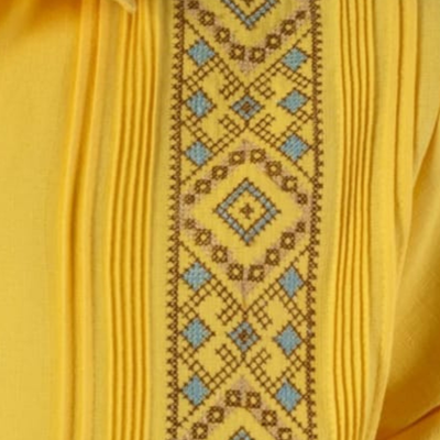 Chemise guayabera jaune soleil à manches courtes