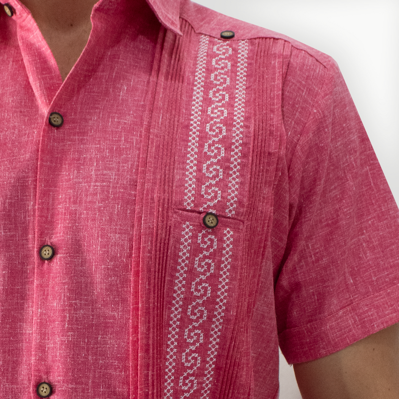 Guayabera rose brodée