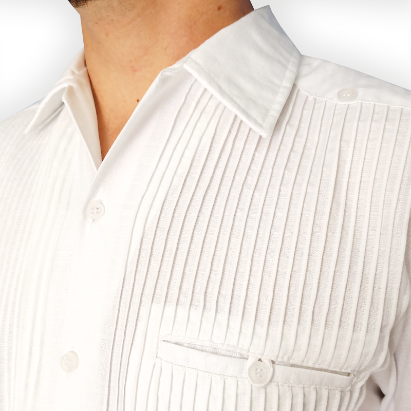 Guayabera blanche homme manches longues en lin et coton – style classique Casa Habana