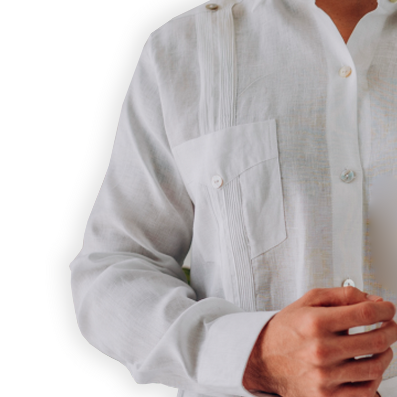 Guayabera en lin à manches longues pour homme 