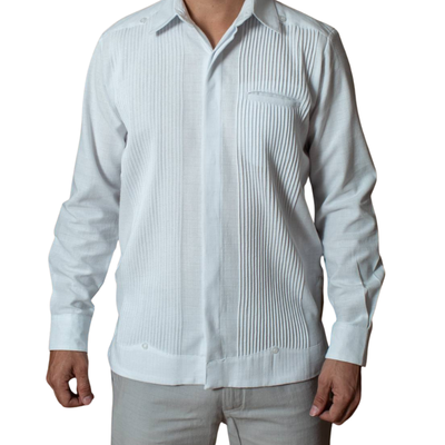 Détail guayabera présidentielle blanche homme