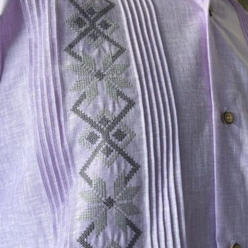 Guayabera Lilas Brodée