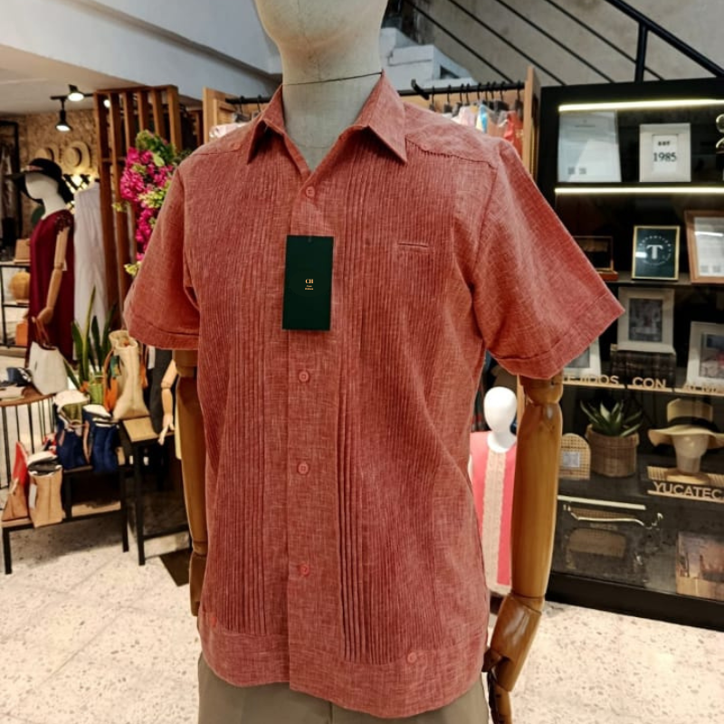 Guayabera Présidentielle Corail Manches Courtes