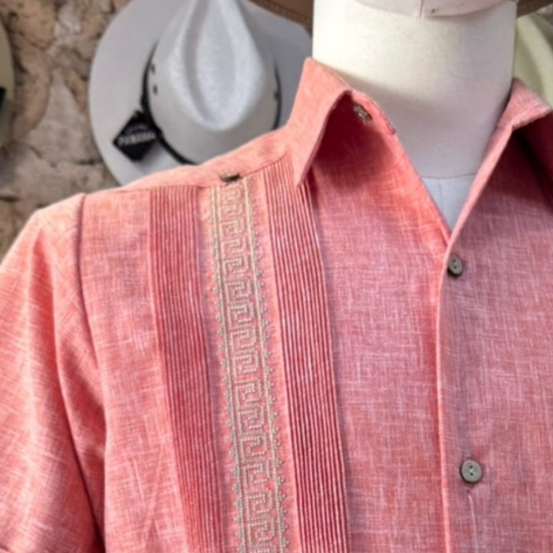 Guayabera Rose Brodée Manches Courtes