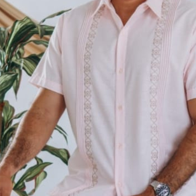 Guayabera Rose Clair Manches Courtes homme
