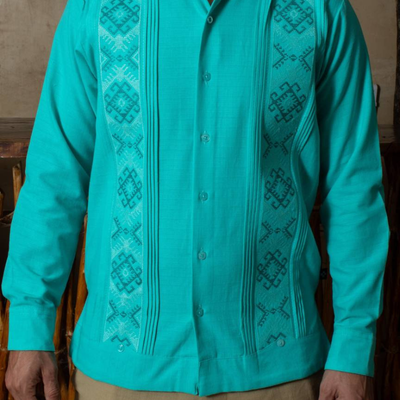 Guayabera Vert Turquoise homme Casa Habana