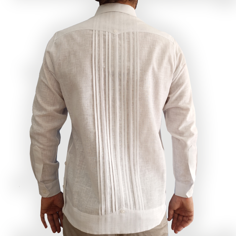 Guayabera de mariage blanche pour homme, manches longues et col formel