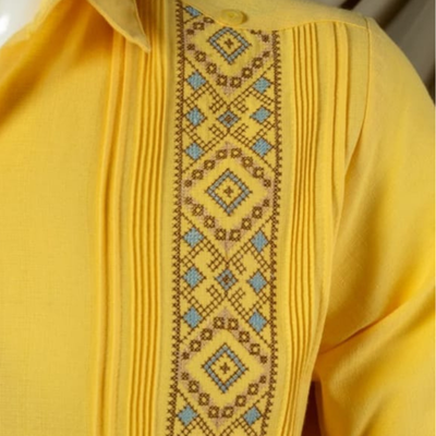 Guayabera artisanale jaune pour homme