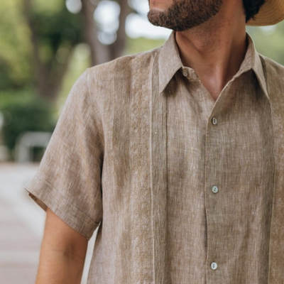 Guayabera beige classique homme