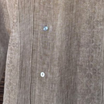 Guayabera beige en lin naturel homme