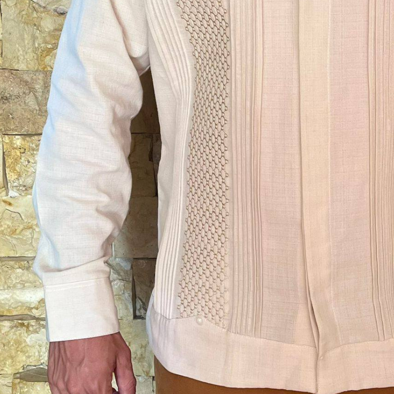 Guayabera Beige Manches Longues