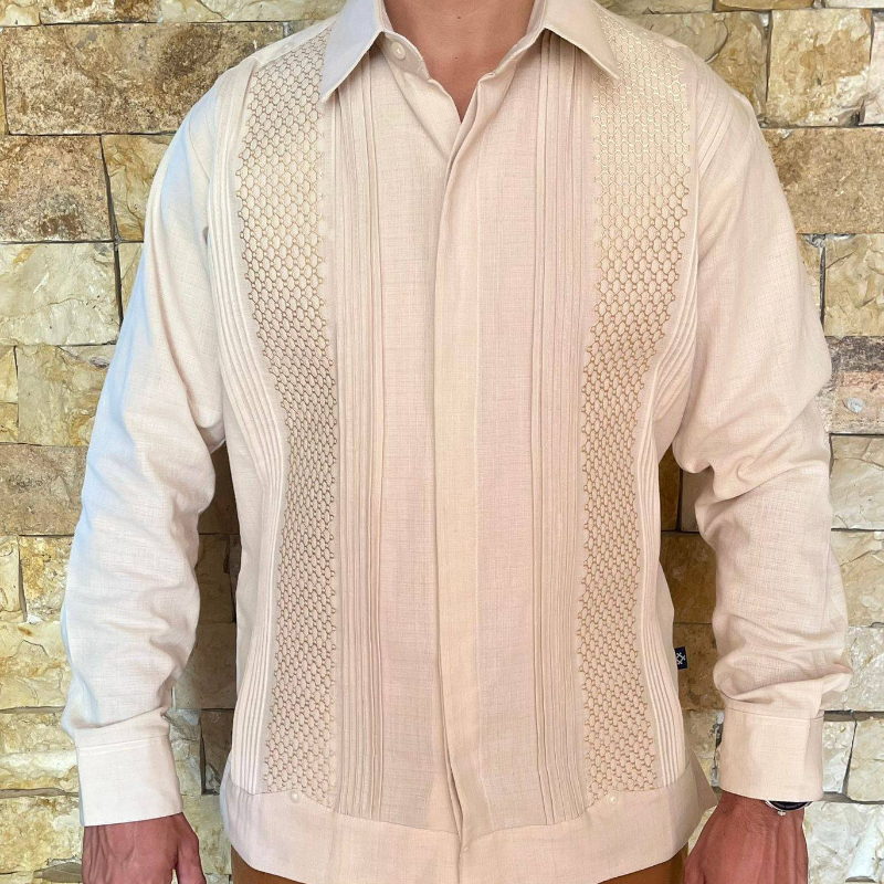 Guayabera Beige Manches Longues