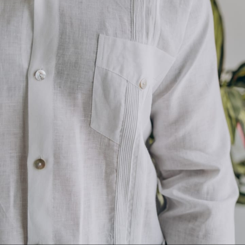 Guayabera Cubaine Blanche 100% Lin