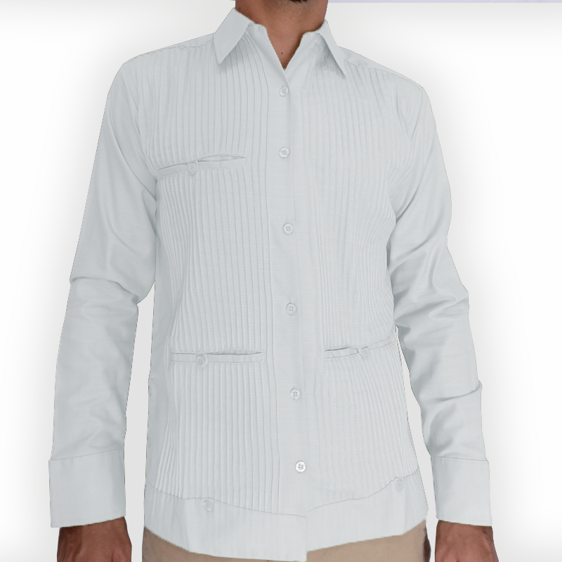 Guayabera blanche homme manches longues en lin et coton – style classique Casa Habana