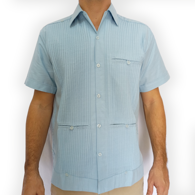 Guayabera bleu clair manches courtes homme