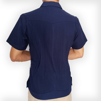Guayabera bleu marine artisanale pour homme