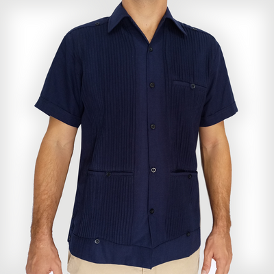 Guayabera bleu marine homme