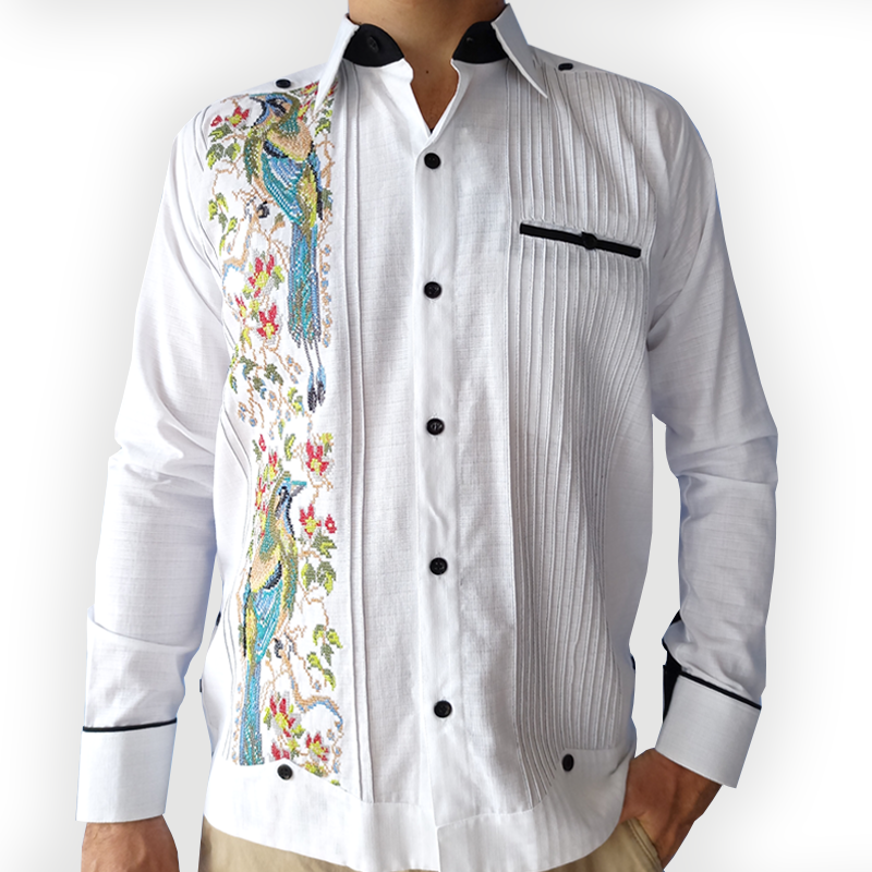 Guayabera brodée oiseau