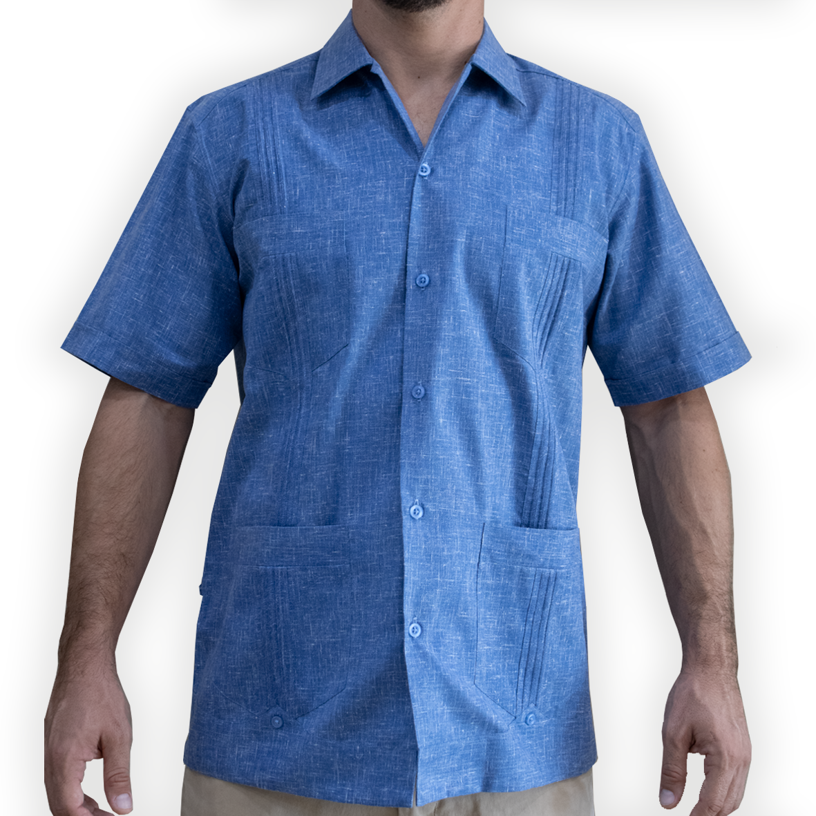 Guayabera couleur bleue homme