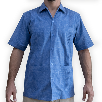 Guayabera couleur bleue homme
