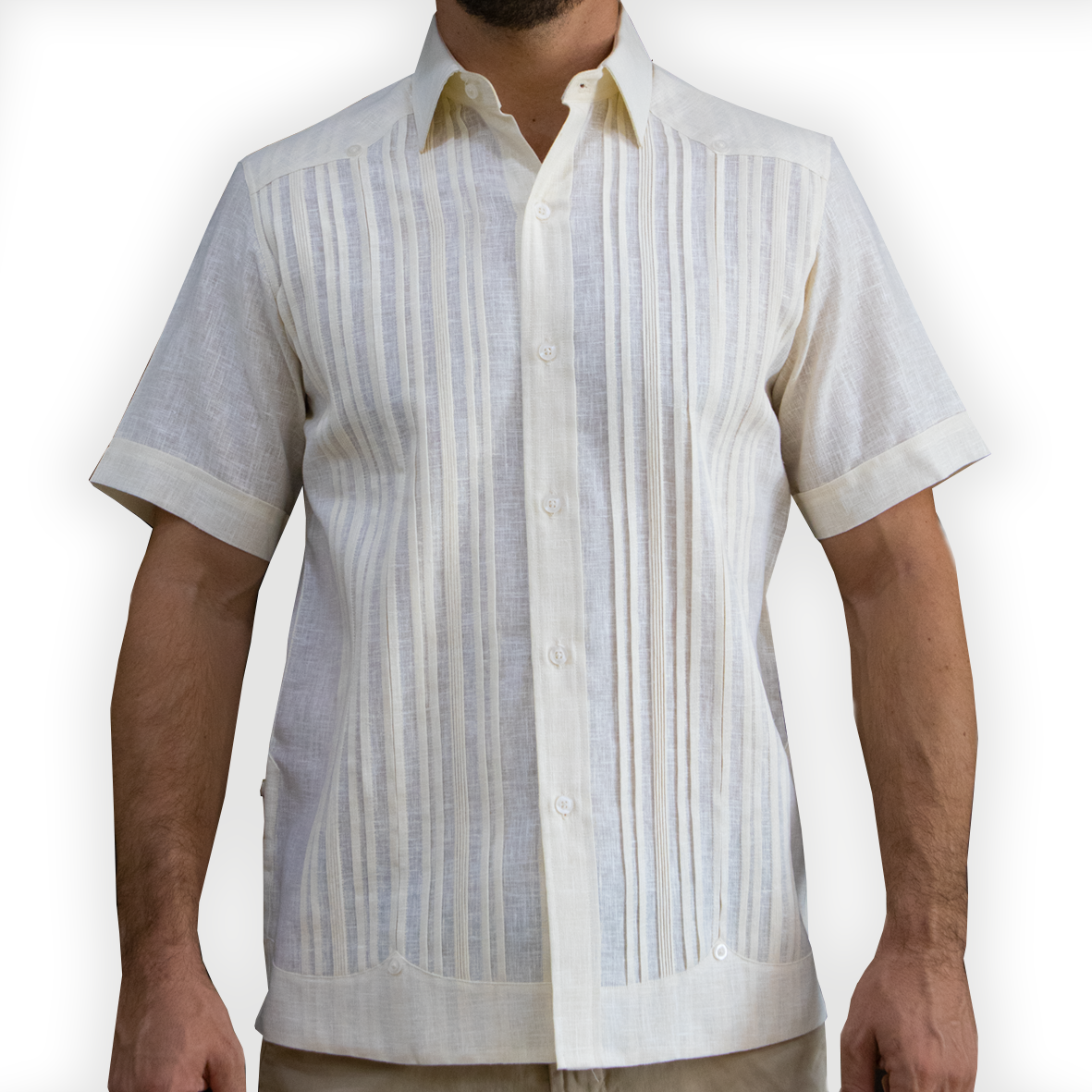 Guayabera couleur crème à manches courtes