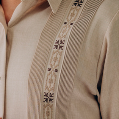 Guayabera cubaine beige à manches courtes – style tropical chic homme