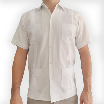 Guayabera cubaine blanche homme – chemise traditionnelle 4 poches Casa Habana
