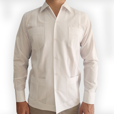 Guayabera cubaine blanche à manches longues pour homme – Casa Habana