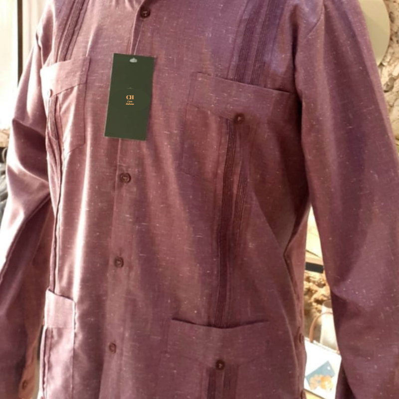 Guayabera cubaine rose homme