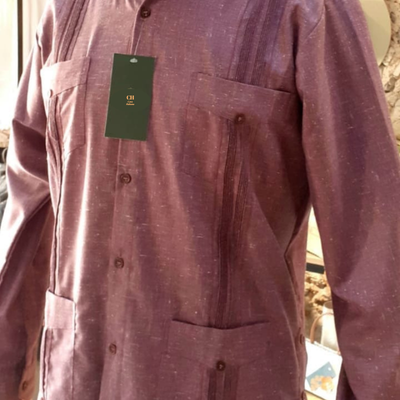Guayabera cubaine rose homme