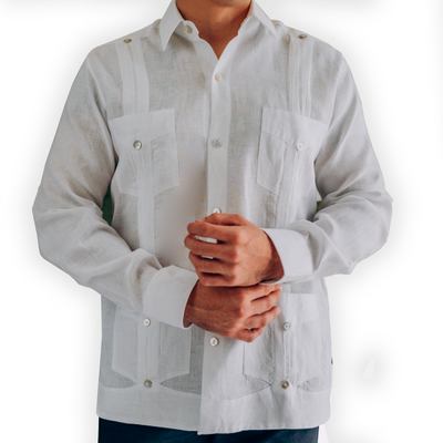 Guayabera en lin à manches longues pour homme