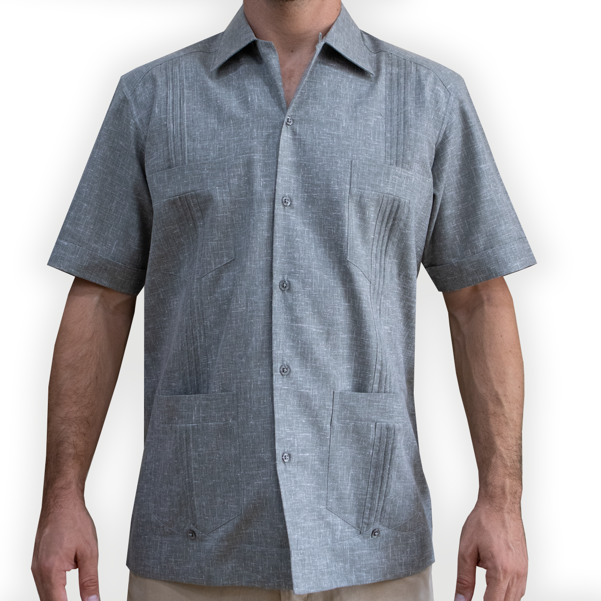 Guayabera gris clair