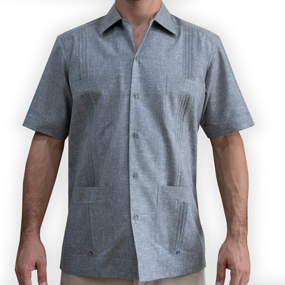 Guayabera gris clair homme en coton