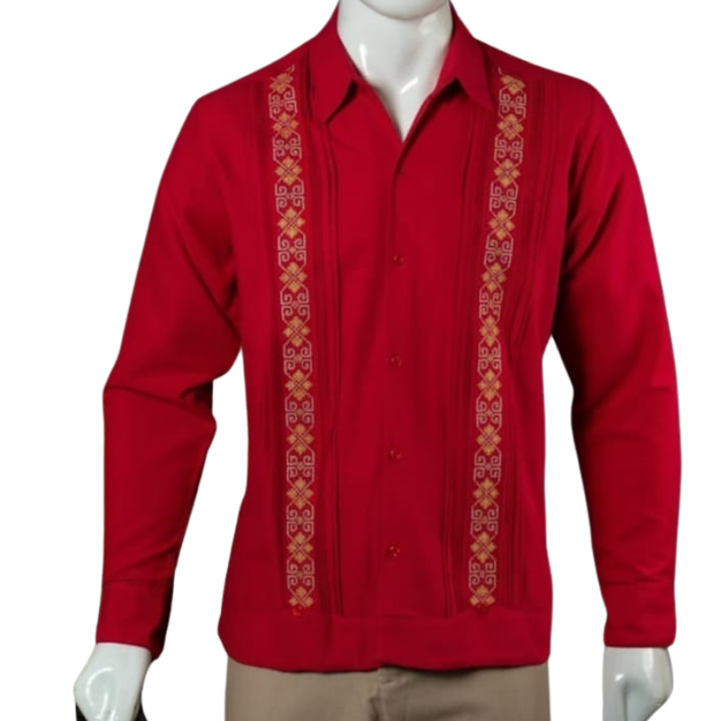 Guayabera homme rouge Casa Habana – style caribéen raffiné et audacieux