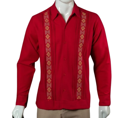 Guayabera homme rouge Casa Habana – style caribéen raffiné et audacieux