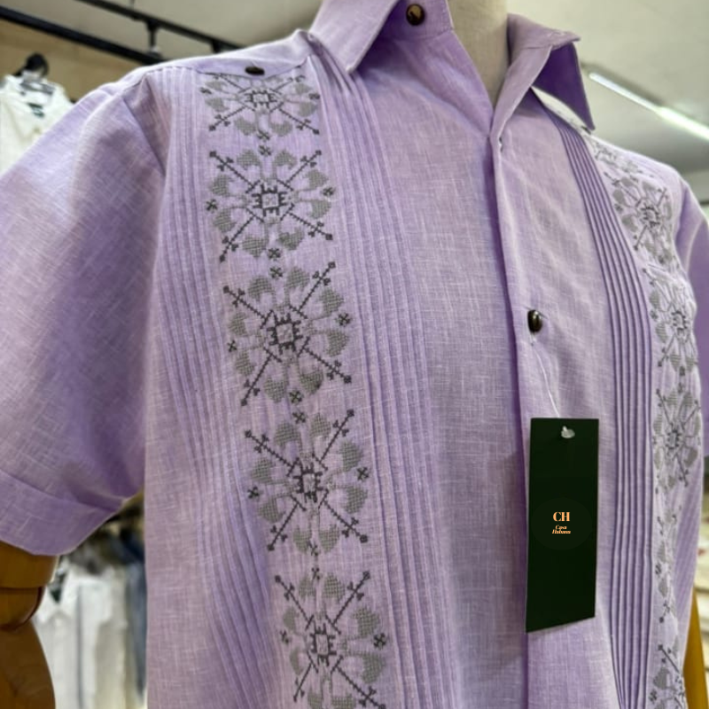 Guayabera Lavande Brodée