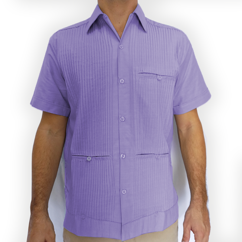 Guayabera lilas à manches courtes