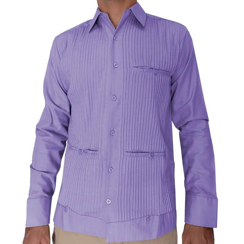 Guayabera lila à manches longues