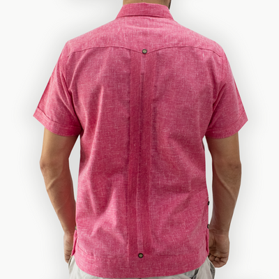 Guayabera mexicaine rose élégante pour homme – confection du Yucatán