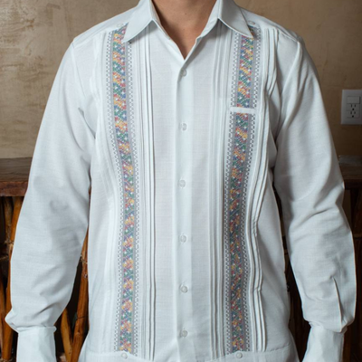 Guayabera présidentielle brodée multicolore Casa Habana en lin premium