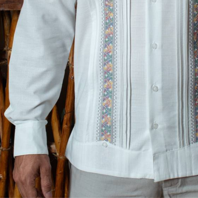Guayabera présidentielle brodée multicolore pour mariage tropical