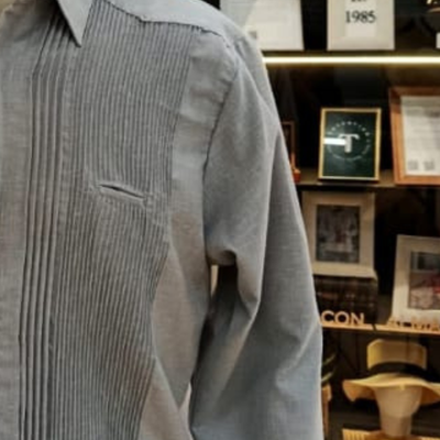 Guayabera présidentielle grise en lin et coton