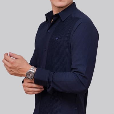 Guayabera présidentielle homme bleu foncé