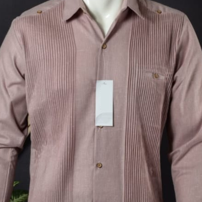 Guayabera présidentielle homme rose pastel